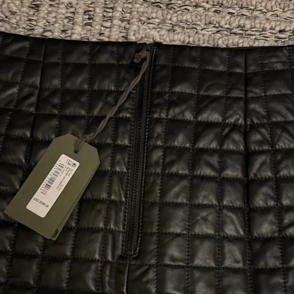All saints Black Leather Quilted Skirt US 10 NWT - Picture 6 of 8